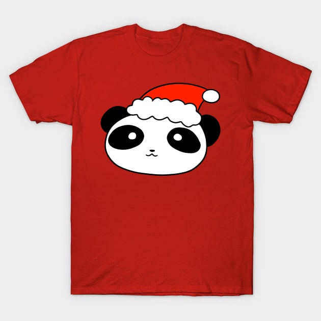 Santa Hat Panda Face T-Shirt by saradaboru